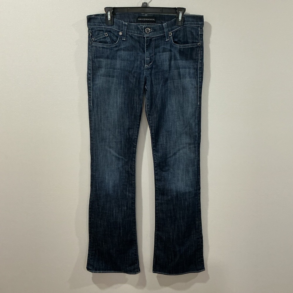 Rock & Republic Kasandra Jeans Womens 30 Blue Dark Wash‎ Bootcut Western Denim